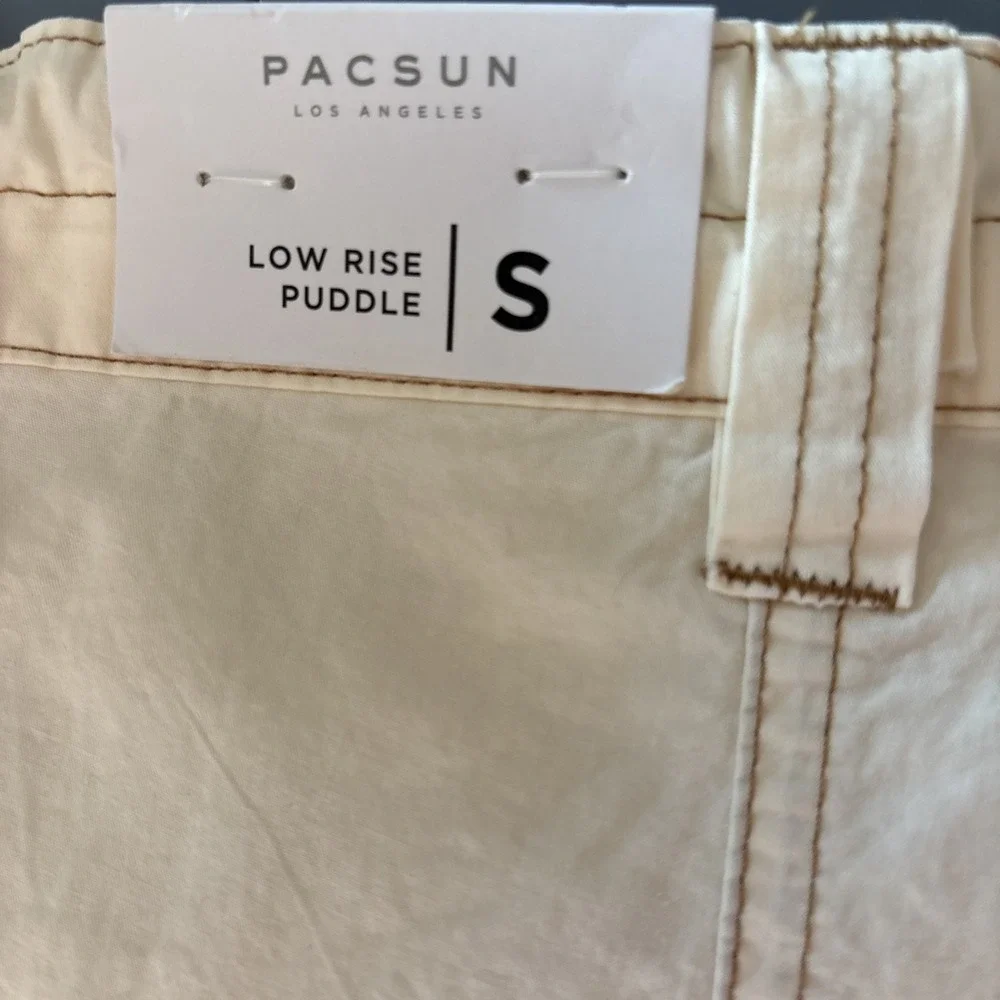Pac Sun Women's Small Low Rise Bone Puddle Cargo Pants Baggy 90's Skater Y2K New